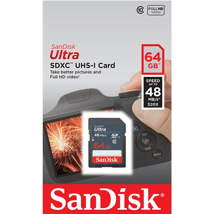 Sandisk Ultra SDHC card 64 GB, SDHC, Flash memory class 10