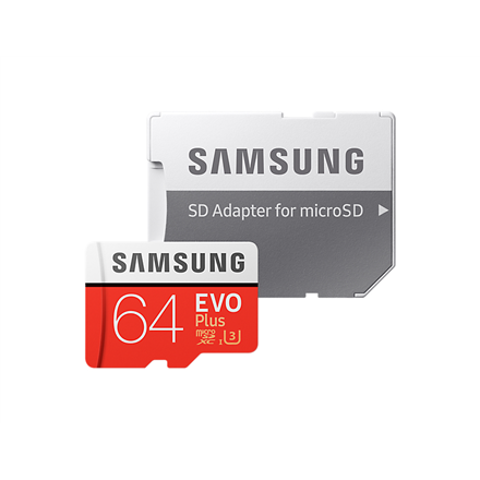 Samsung EVO Plus UHS-I 64 GB, MicroSDXC, Flash memory class 10, SD Adapter
