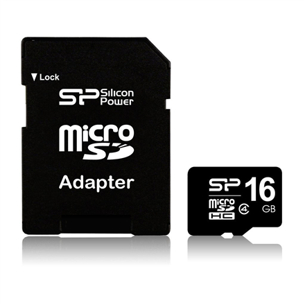 Silicon Power 16 GB, MicroSDHC, Flash memory class 4, SD adapter