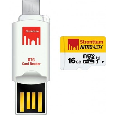 Strontium Nitro Micro SD Card with OTG Card Reader 16 GB, MicroSDHC, Flash memory class 10