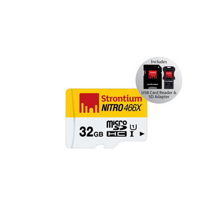 Strontium Micro SD with 3 in 1 Mobility Kit 32 GB, MicroSDHC, Flash memory class 10, SD adapter + US