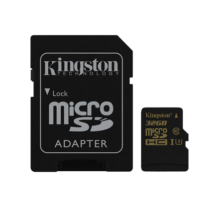 Kingston Gold UHS-I U3 32 GB, MicroSDHC, Flash memory class 10, SD Adapter