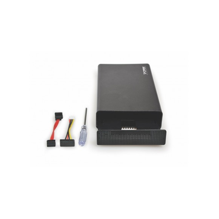 Port Connect Hard drive external enclosure SATA 3000 GB, 3.5 &quot;, USB 3.0, Black