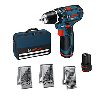 Bosch GSR 12V-15 Li Cordless drill/2x2,0Ah+ 39 accessories tool kit + Bag Bosch