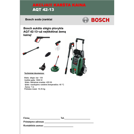 Bosch High-Pressure Washer AQT 42-13 1900 W, 130 bar, 420 l/h